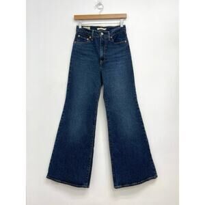 Levi’s Ribcage Bell Flare High Rise Jeans Dark Wash Premium Stretch Denim Size25